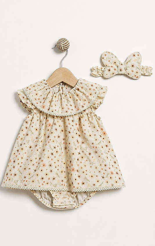 Vintage Sarı Romper Set