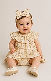 Vintage Sarı Romper Set