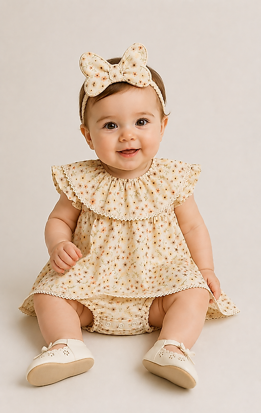 Vintage Sarı Romper Set